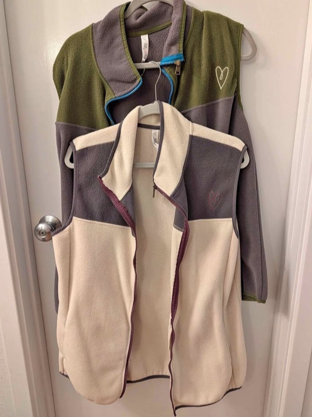 2 | Latched Mama Fleece Jacket & Vest in Cream and Olive